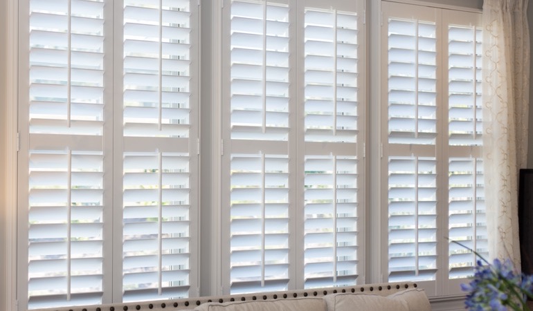 Faux wood plantation shutters in New Brunswick